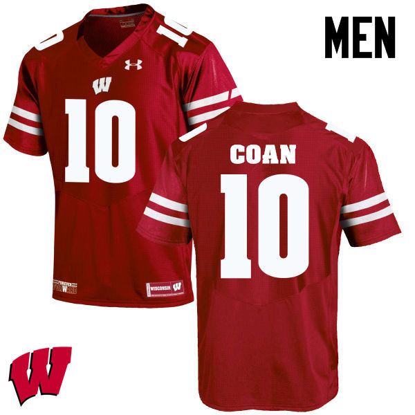 Wisconsin Badgers Men's #10 Jack Coan NCAA Under Armour Authentic Red College Stitched Football Jersey UE40N24UQ